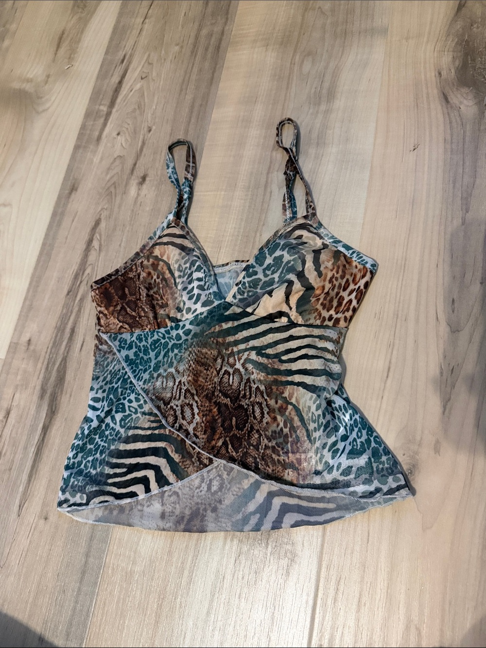 size XXS cropped animal print spaghetti strap cami